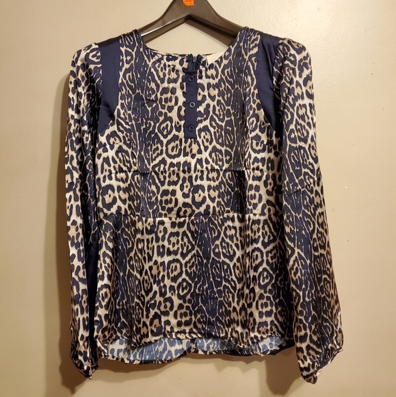 NWT Navy Cheetah Print Long Sleeve Top S-M-L - Picture 6 of 13